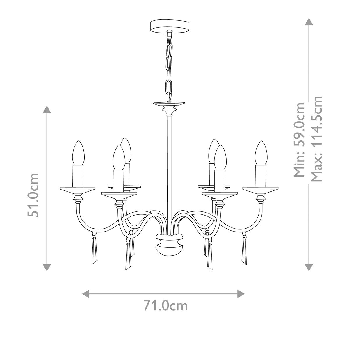 Elstead Finsbury Park Polished Nickel 6 Light Chandelier