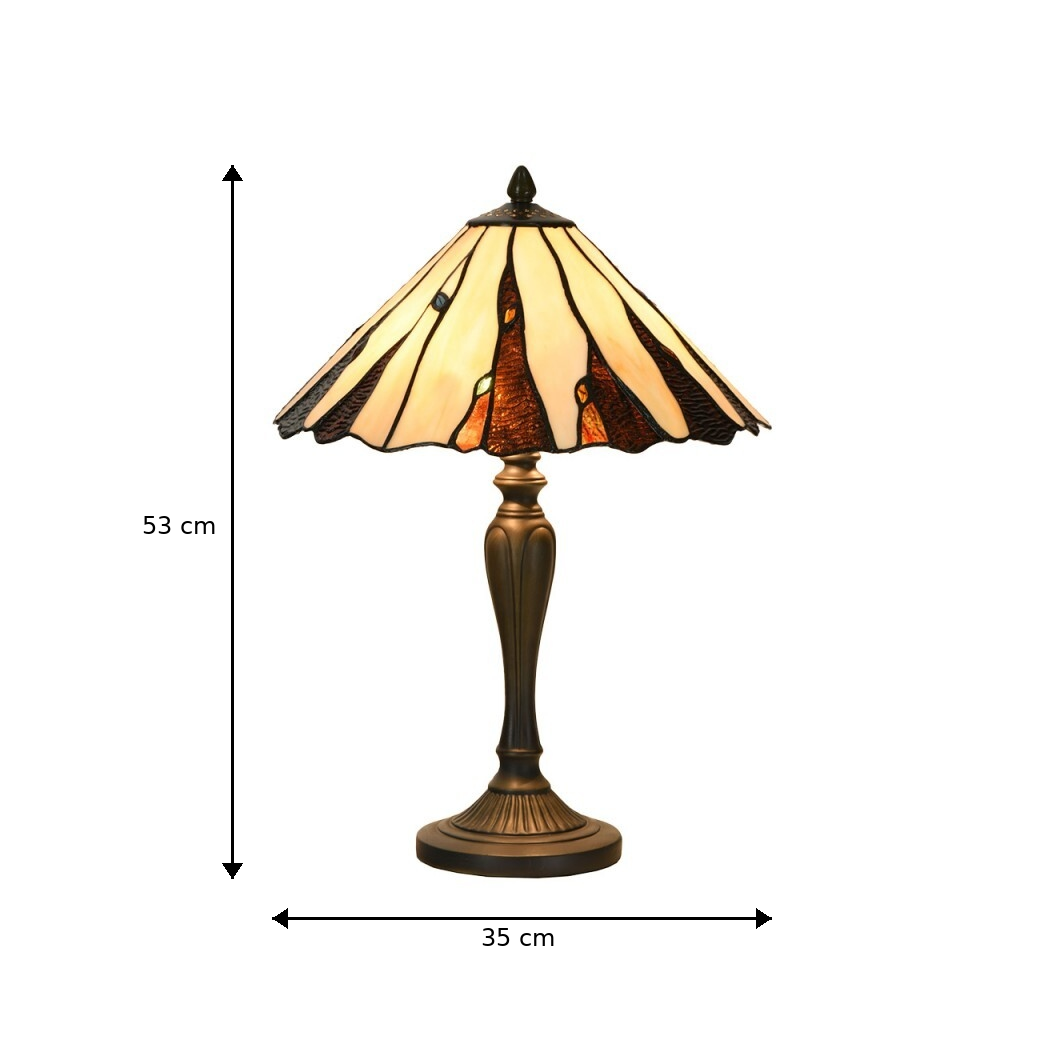 Glengorm Beige and Amber Tiffany Table Lamp - Tiffany Lighting Direct