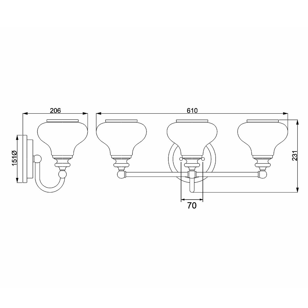 Hinkley Ainsley 3 Light Brass Bathroom Wall Light
