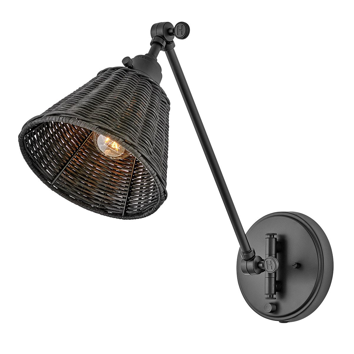 Hinkley Arti 1 Light Black Rattan Wall Light