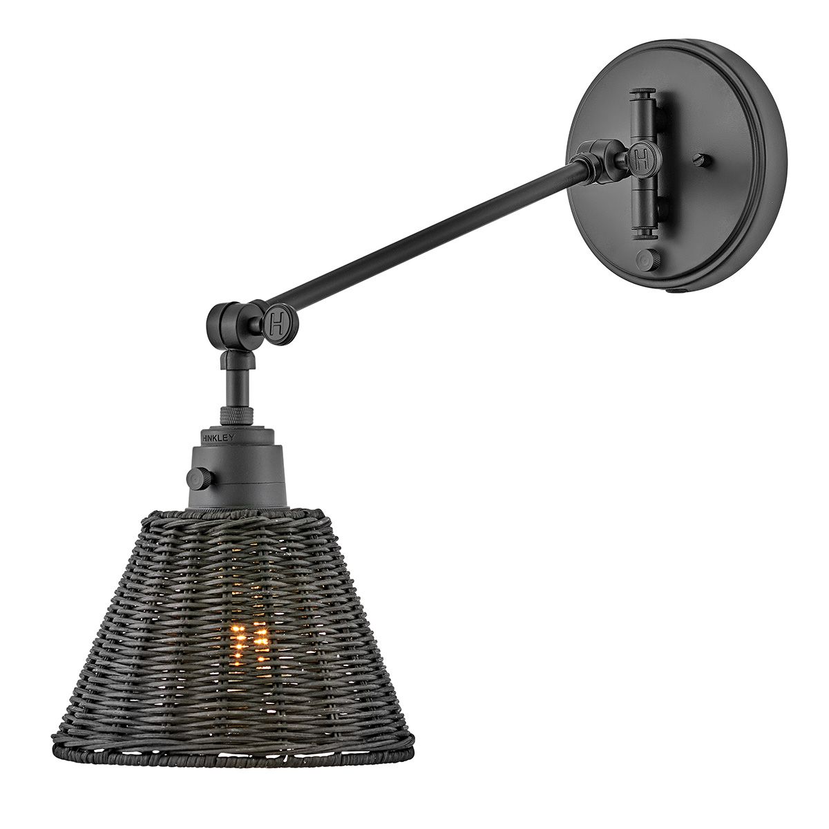 Hinkley Arti 1 Light Black Rattan Wall Light