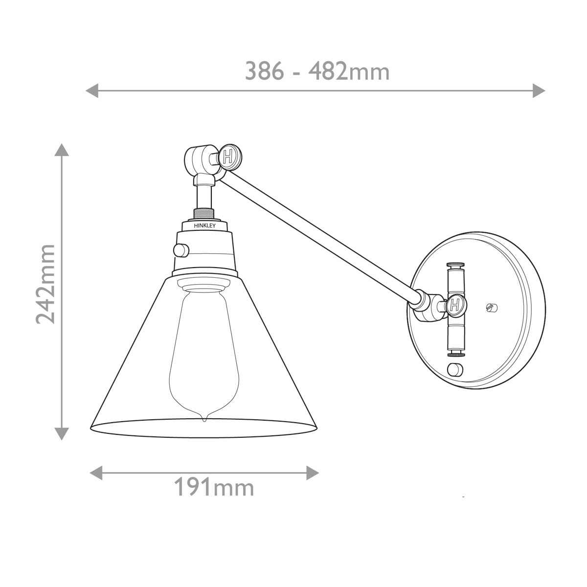 Hinkley Arti Brass Wall Light with Clear Glass Shade