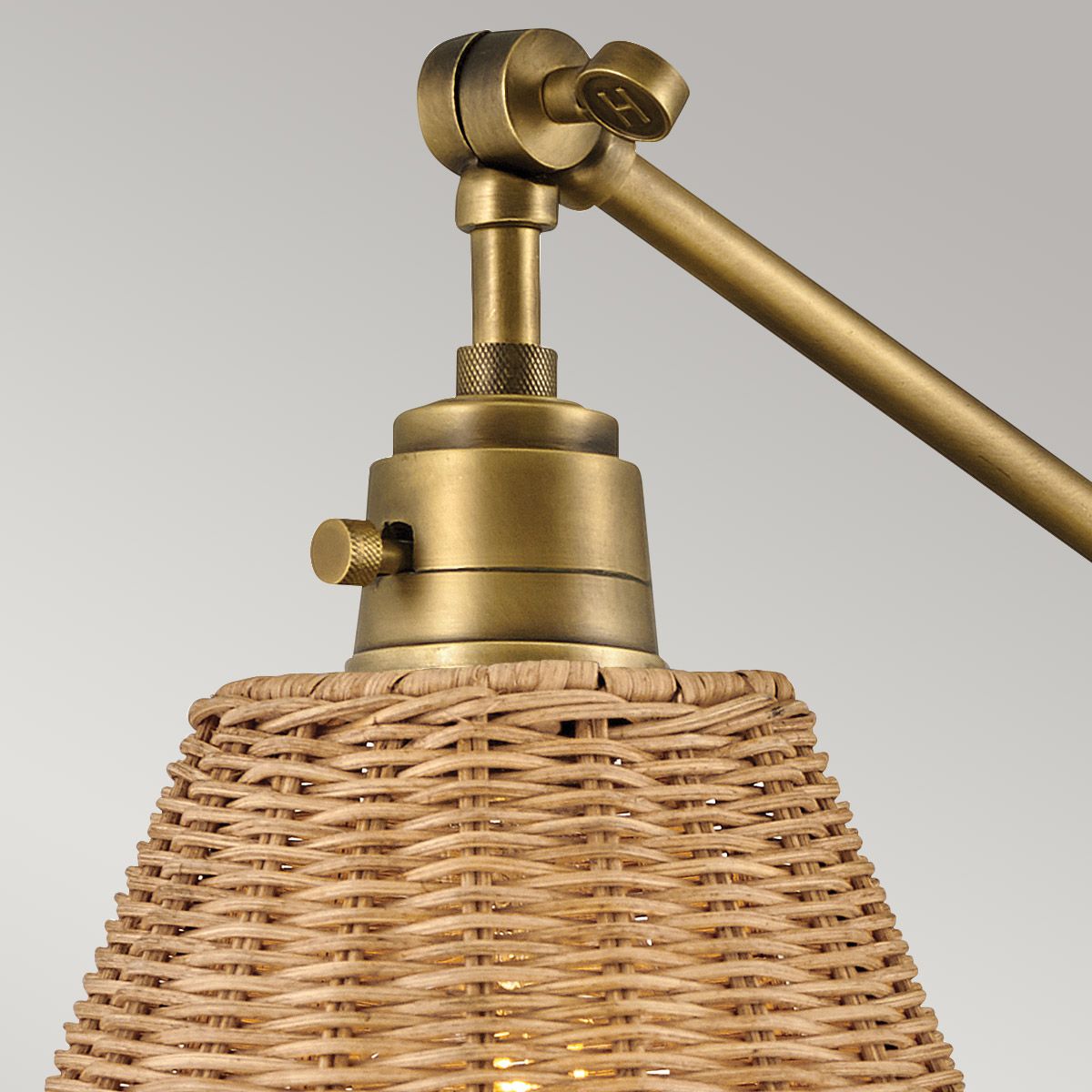 Hinkley Arti Brass Wall Light with Rattan Shade