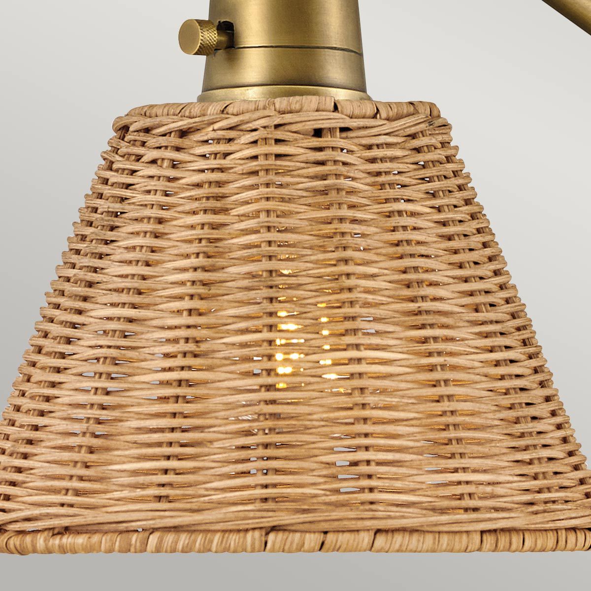 Hinkley Arti Brass Wall Light with Rattan Shade