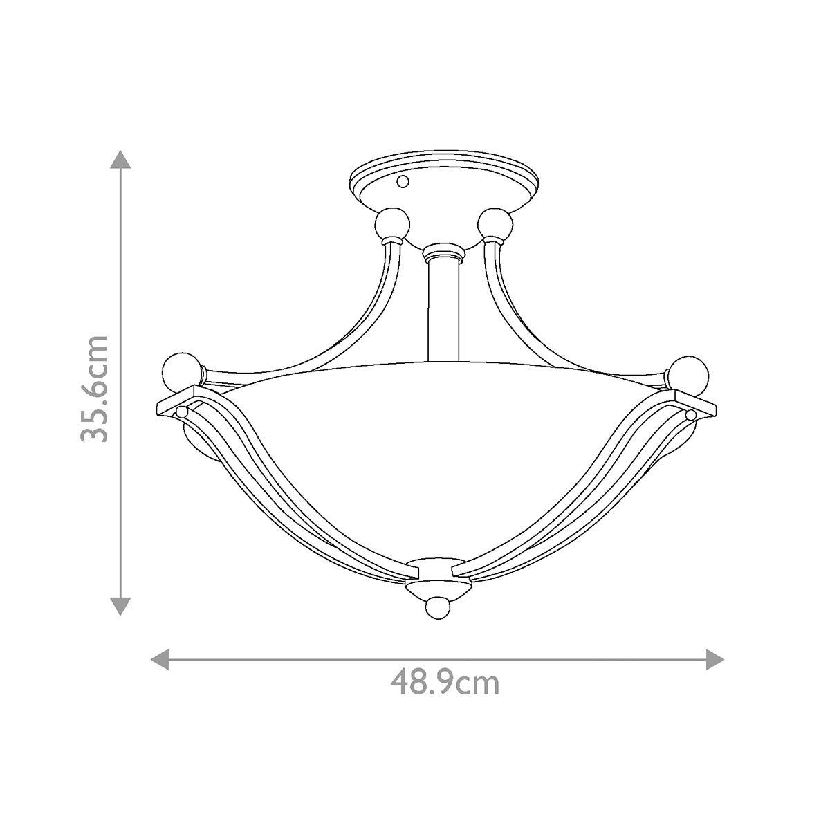 Hinkley Bolla Nickel Art Deco Semi Flush Ceiling Light