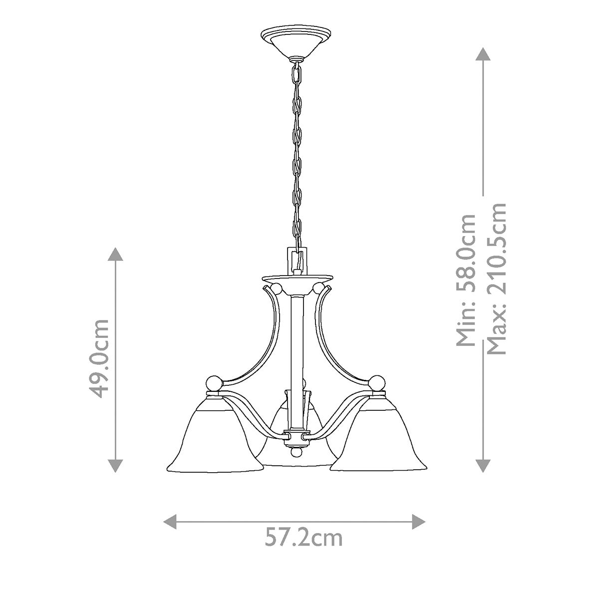 Hinkley Bolla Brushed Nickel 3 Light Chandelier