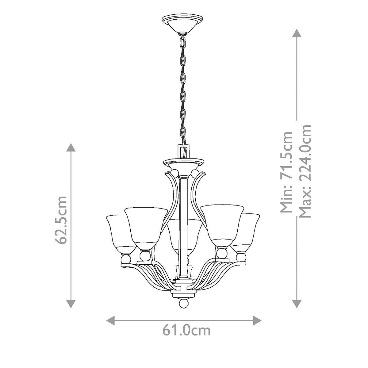 Hinkley Bolla Nickel 5 Light/Arm Chandelier
