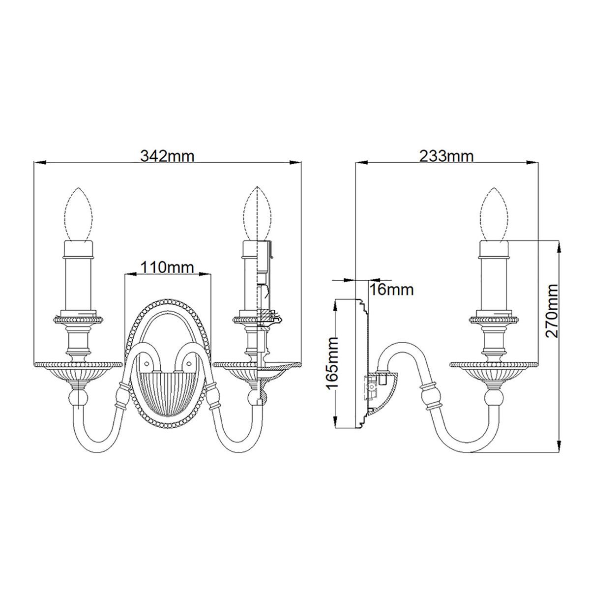 Hinkley Cambridge 2 Lamp Solid Brass Wall Light
