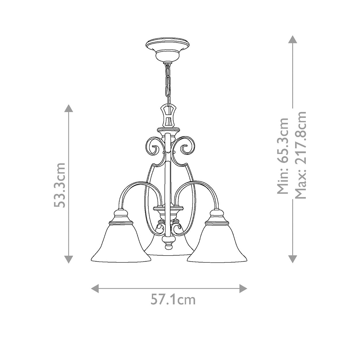 Hinkley Cello Antique Bronze 3 Light Chandelier