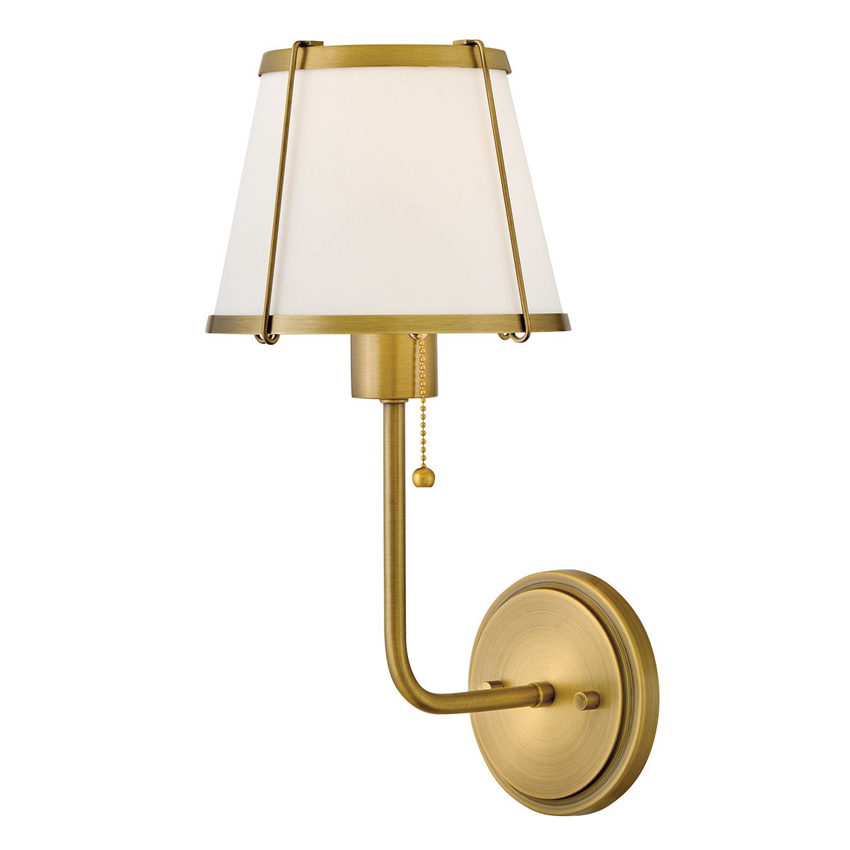 Hinkley Clarke Brass Wall Light with Pull switch & Ivory Shade HK-CLARKE1-DBR-OW by Hinkley