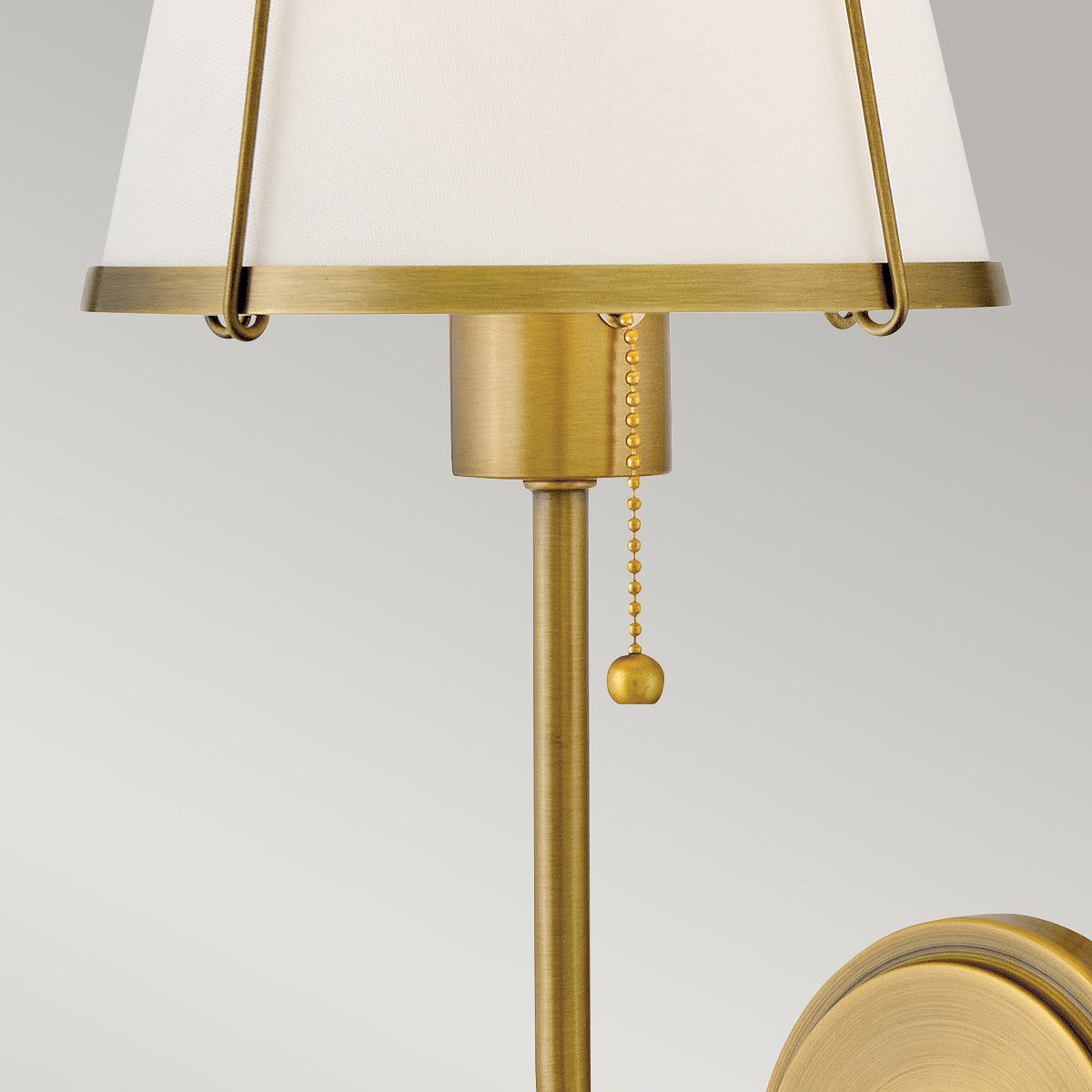 Hinkley Clarke Brass Wall Light with Pull switch & Ivory Shade