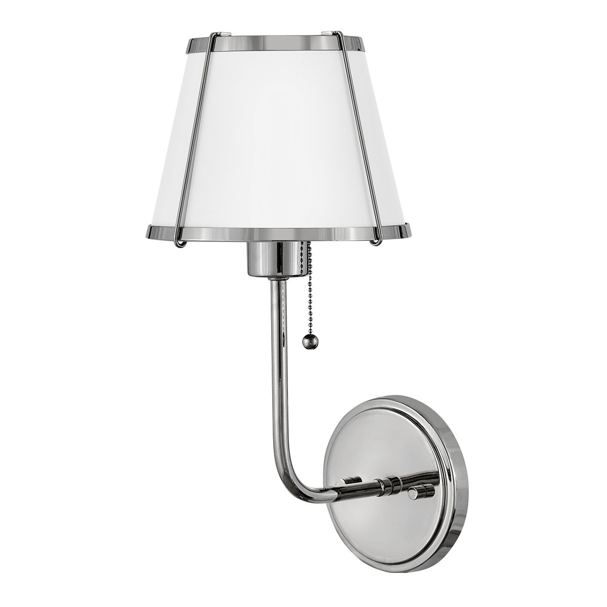 Hinkley Clarke Polished Nickel Wall Light with Pull switch & White Shade HK-CLARKE1-PN-WH by Hinkley