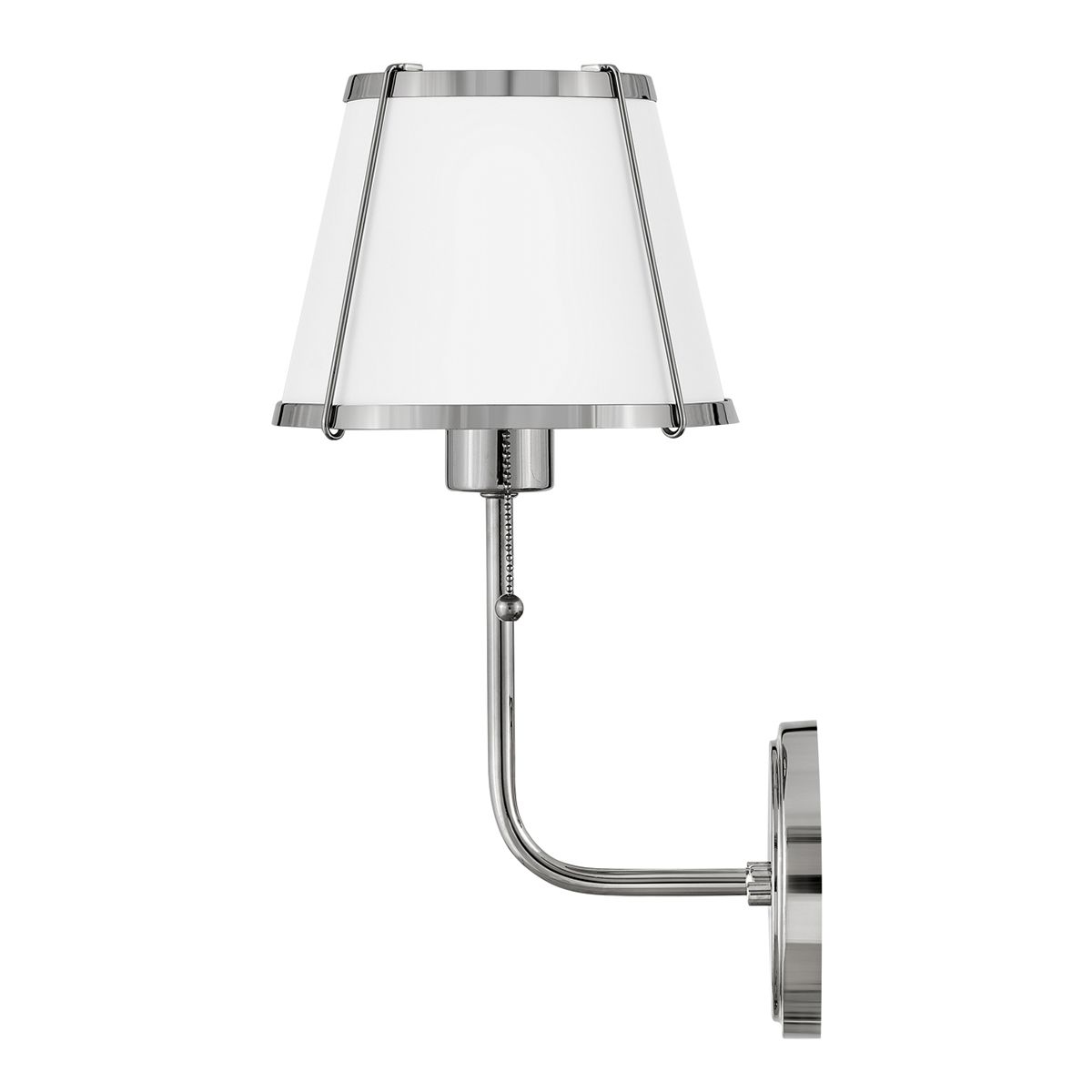 Hinkley Clarke Polished Nickel Wall Light with Pull switch & White Shade