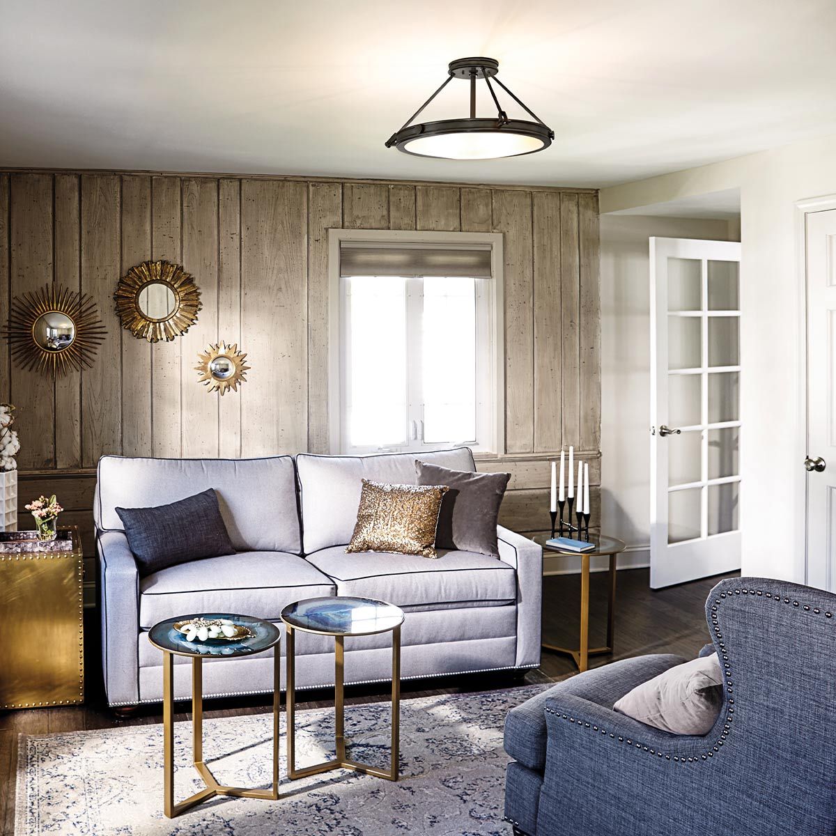 Collier Black Medium Semi Flush Ceiling Light