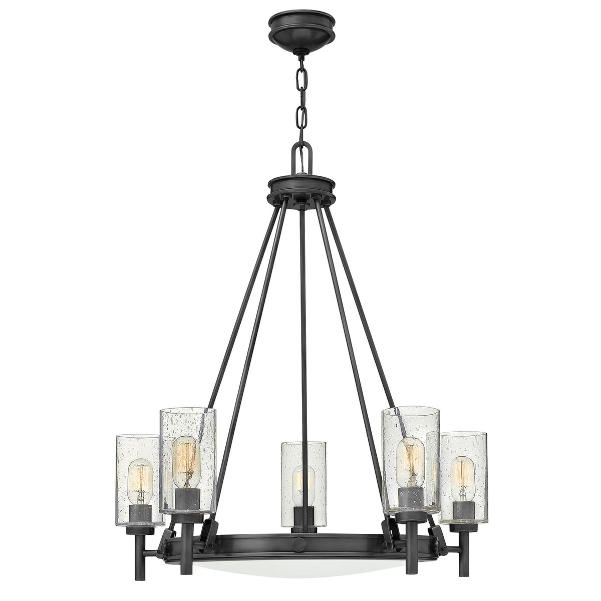 Collier Living Room 5 Light Black Chandelier with Seeded Glass Shades by Hinkley Lighting HK-COLLIER5-BX