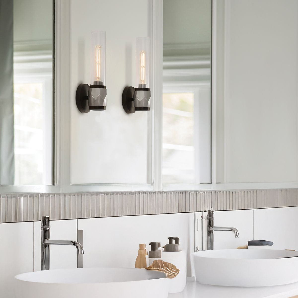 Ellison Black with Brushed Nickel Wall Light.