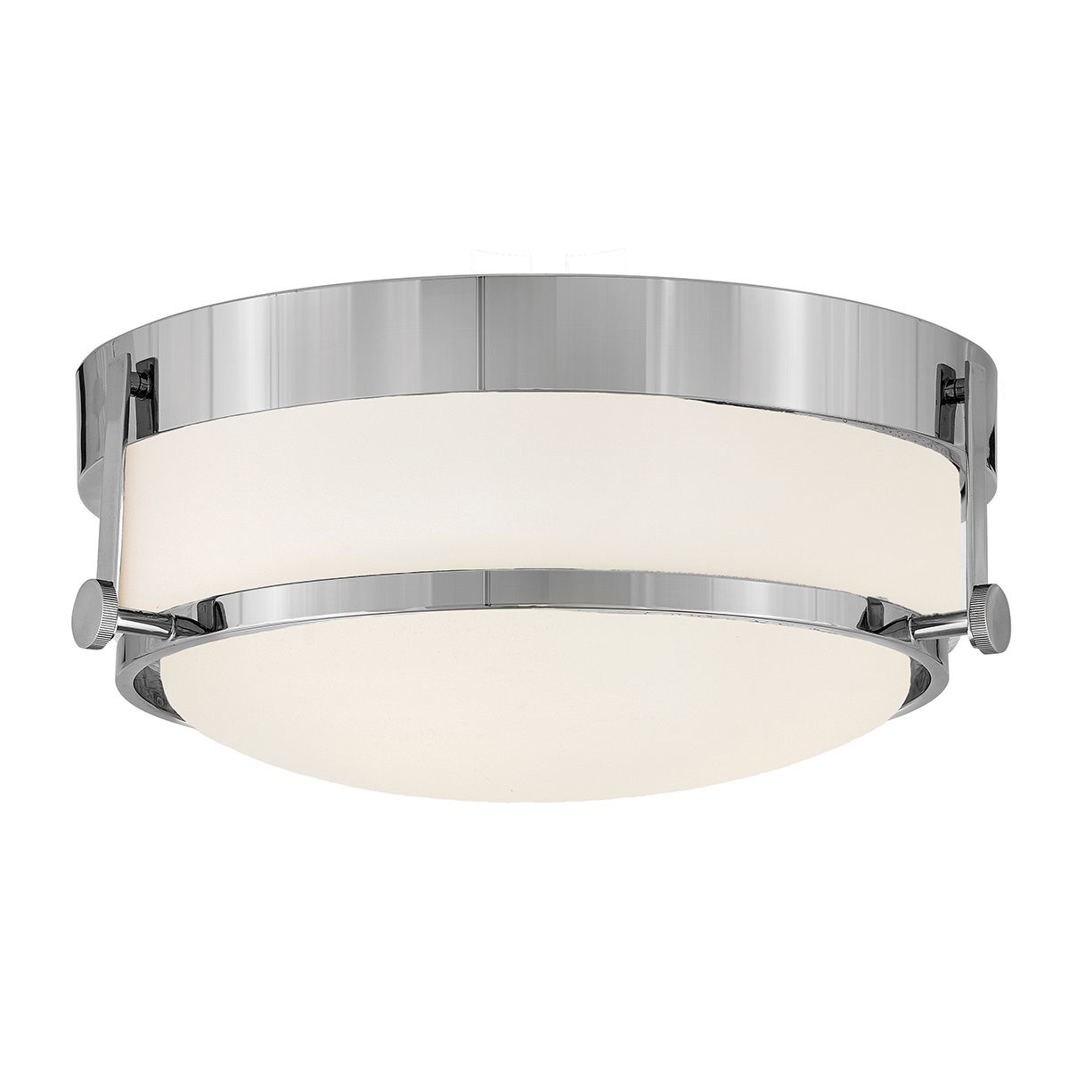 Harper 3 Light Polished Chrome Flush Ceiling Light Opal Glass Shade