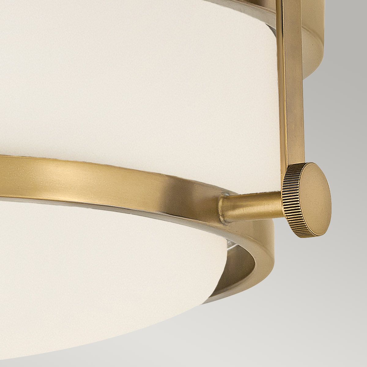 Harper 3 Light Brass Flush Ceiling Light Opal Glass Shade-warehouse-180926