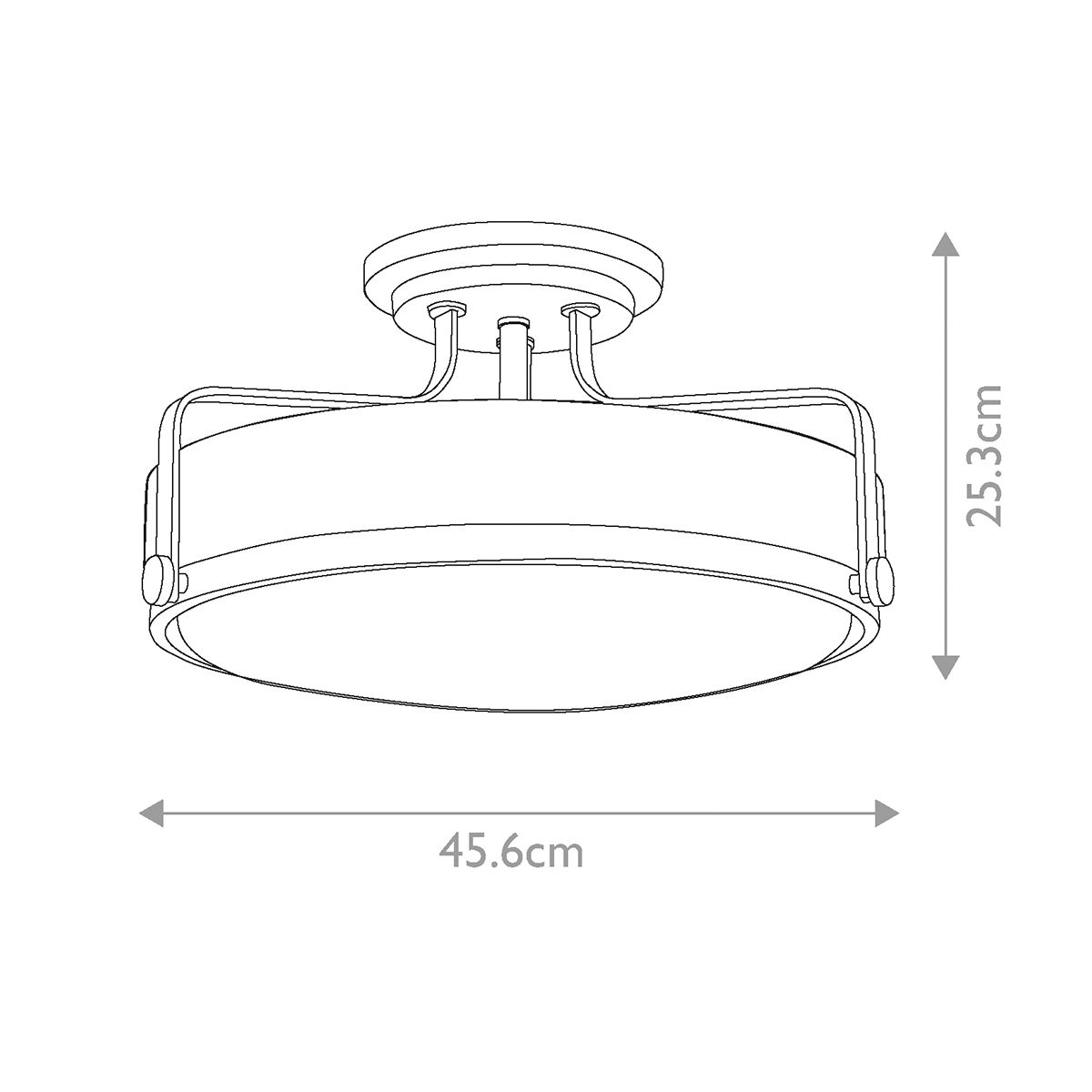 Harper 3 Light Brass Medium Semi-Flush Ceiling Light