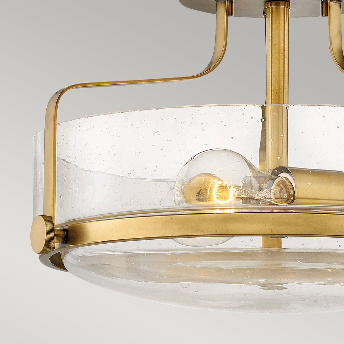 Harper 3 Light Brass Small Semi-Flush Ceiling Light