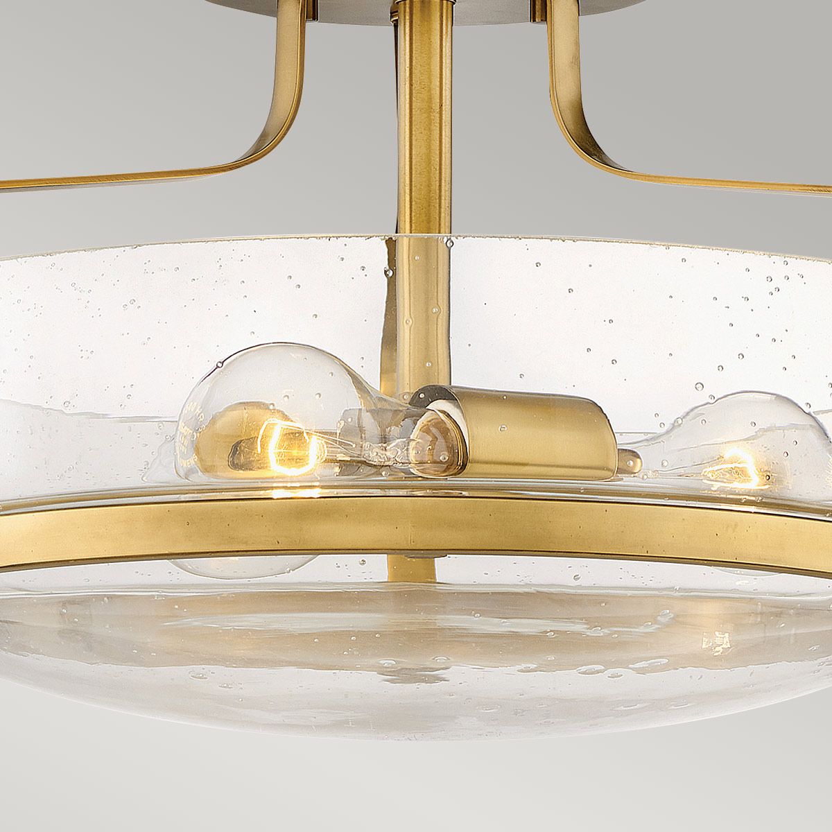Harper 3 Light Brass Small Semi-Flush Ceiling Light