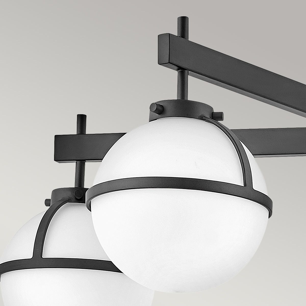 Hollis 5 Light Black Semi-Flush Bathroom Ceiling Light with Opal Shades