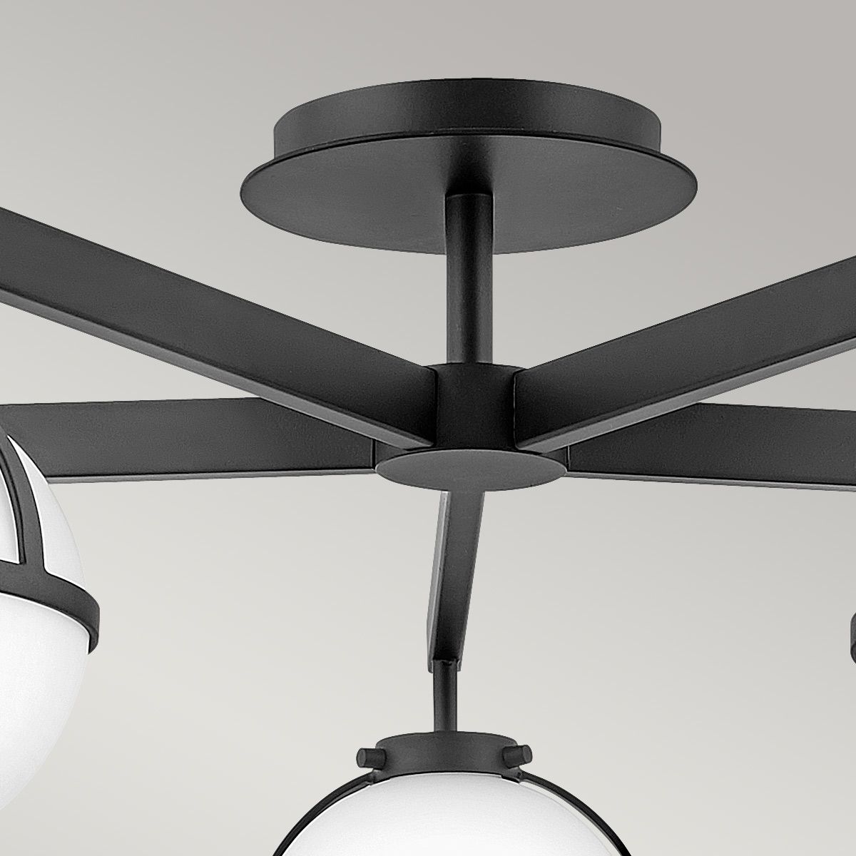 Hollis 5 Light Black Semi-Flush Bathroom Ceiling Light with Opal Shades