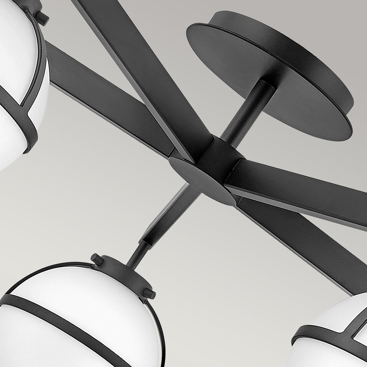 Hollis 5 Light Black Semi-Flush Bathroom Ceiling Light with Opal Shades