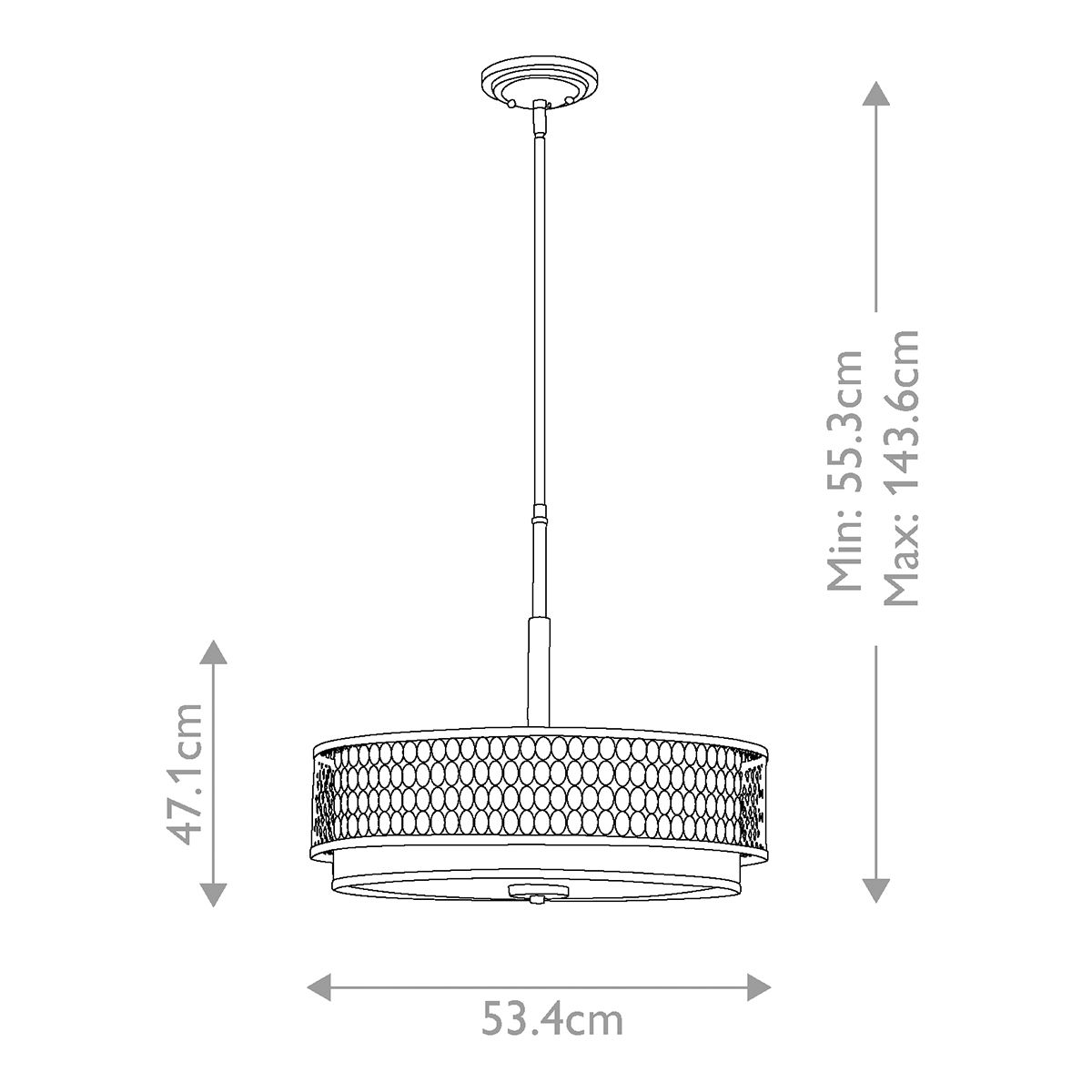 Hinkley Jules 3 Light Nickel Ceiling Pendant / Semi-Flush