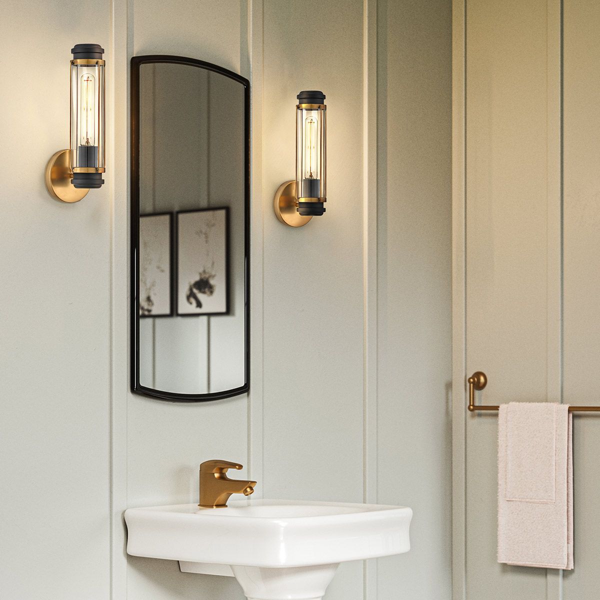 Masthead Brass & Black Bathroom Wall Light