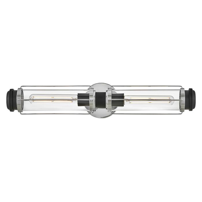 Masthead Double Polished Chrome & Black Bathroom Wall Light HK-MASTHEAD2-PCBK by Hinkley
