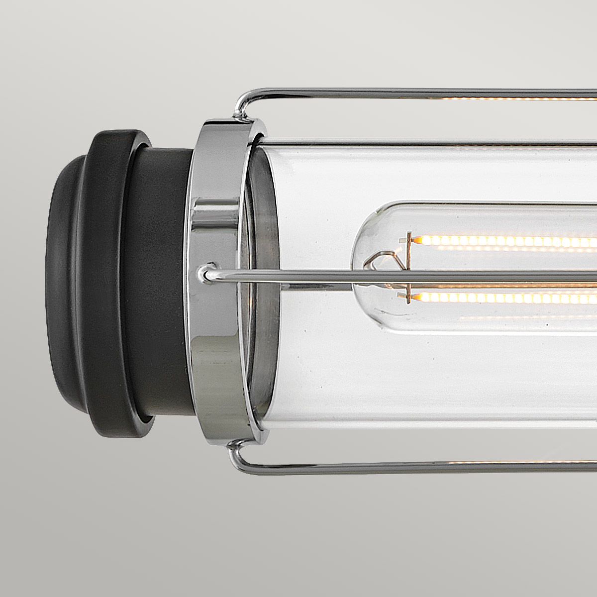 Masthead Double Polished Chrome & Black Bathroom Wall Light