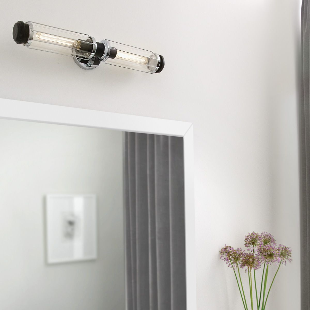 Masthead Double Polished Chrome & Black Bathroom Wall Light