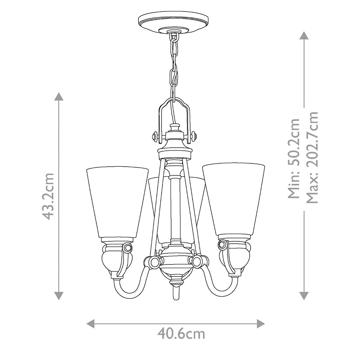 Hinkley Mayflower Olde Bronze 3 Light Chandelier — rear view
