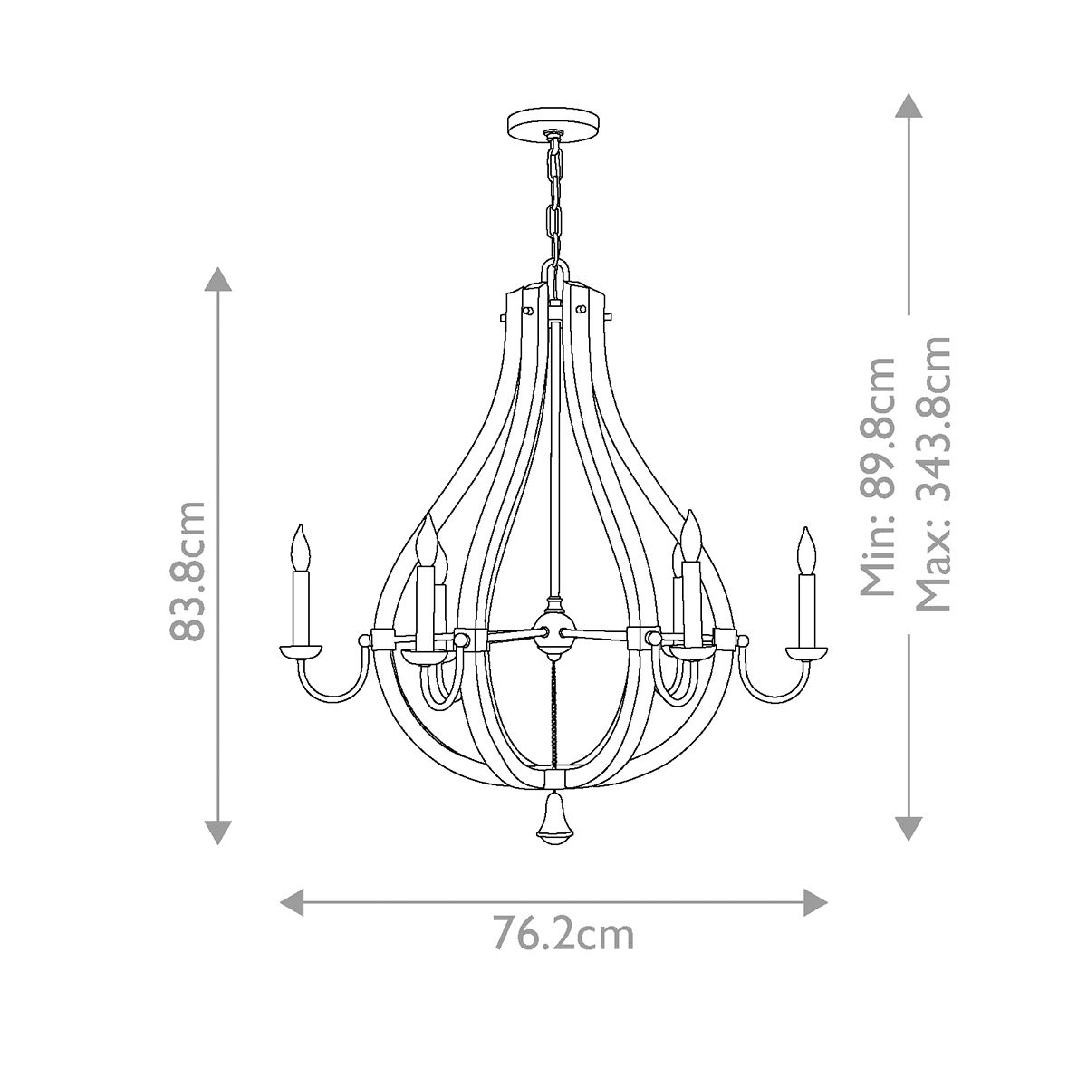 Hinkley Middlefield 6 Light Distressed Wood Chandelier