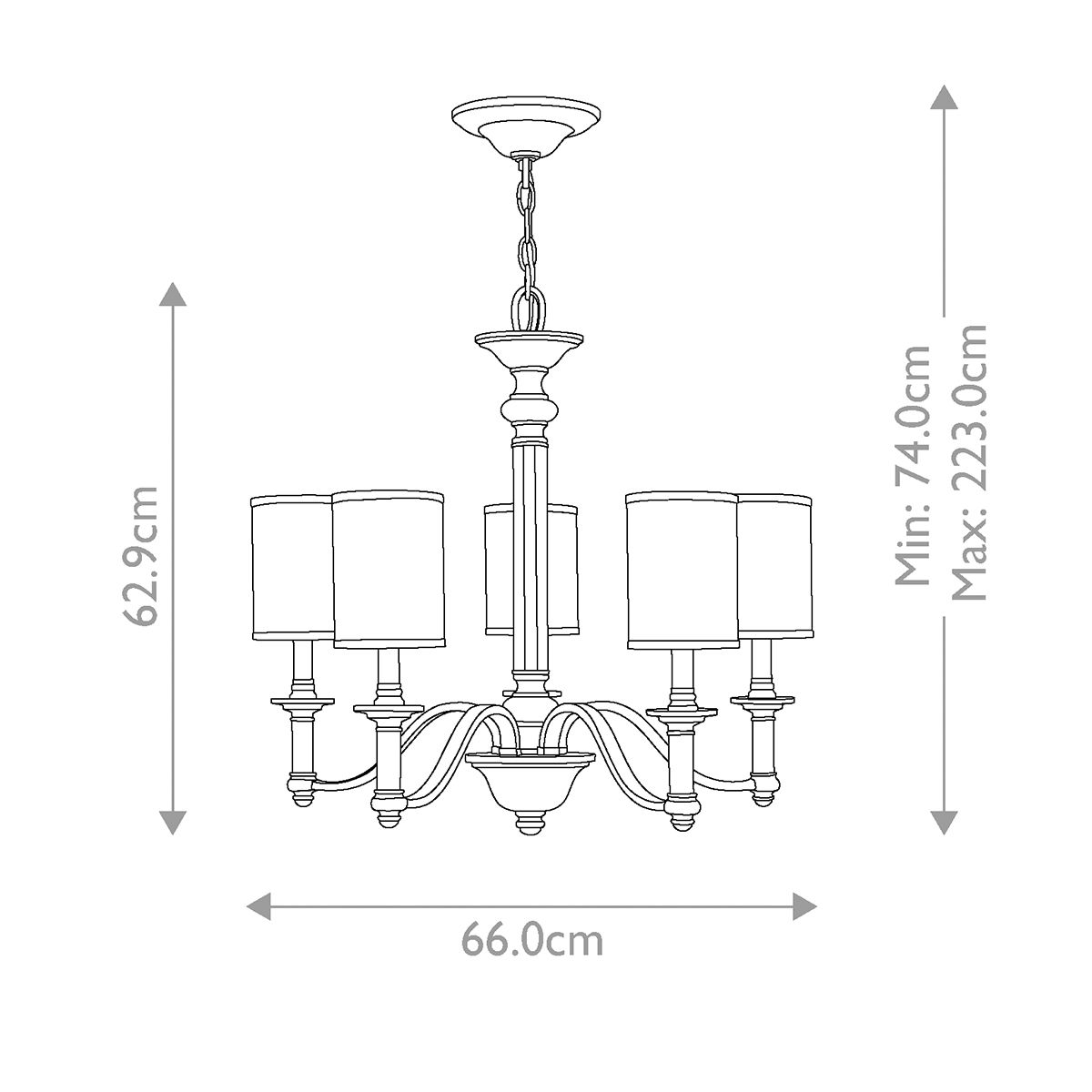Hinkley Sussex Brushed Nickel 5 Light Chandelier