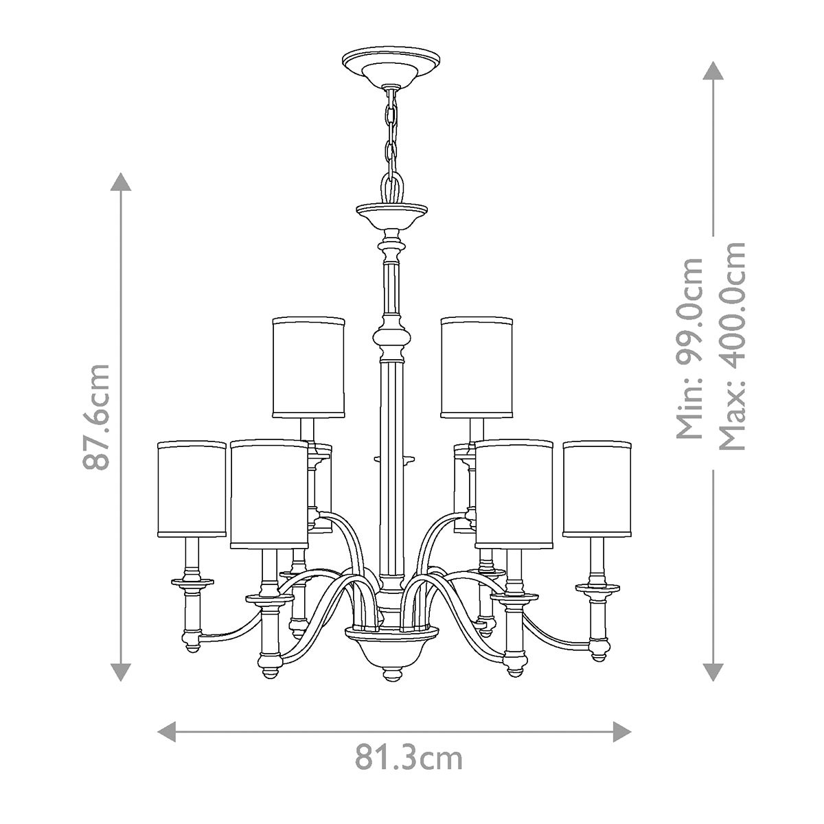 Hinkley Sussex Brushed Nickel 9 Light Chandelier