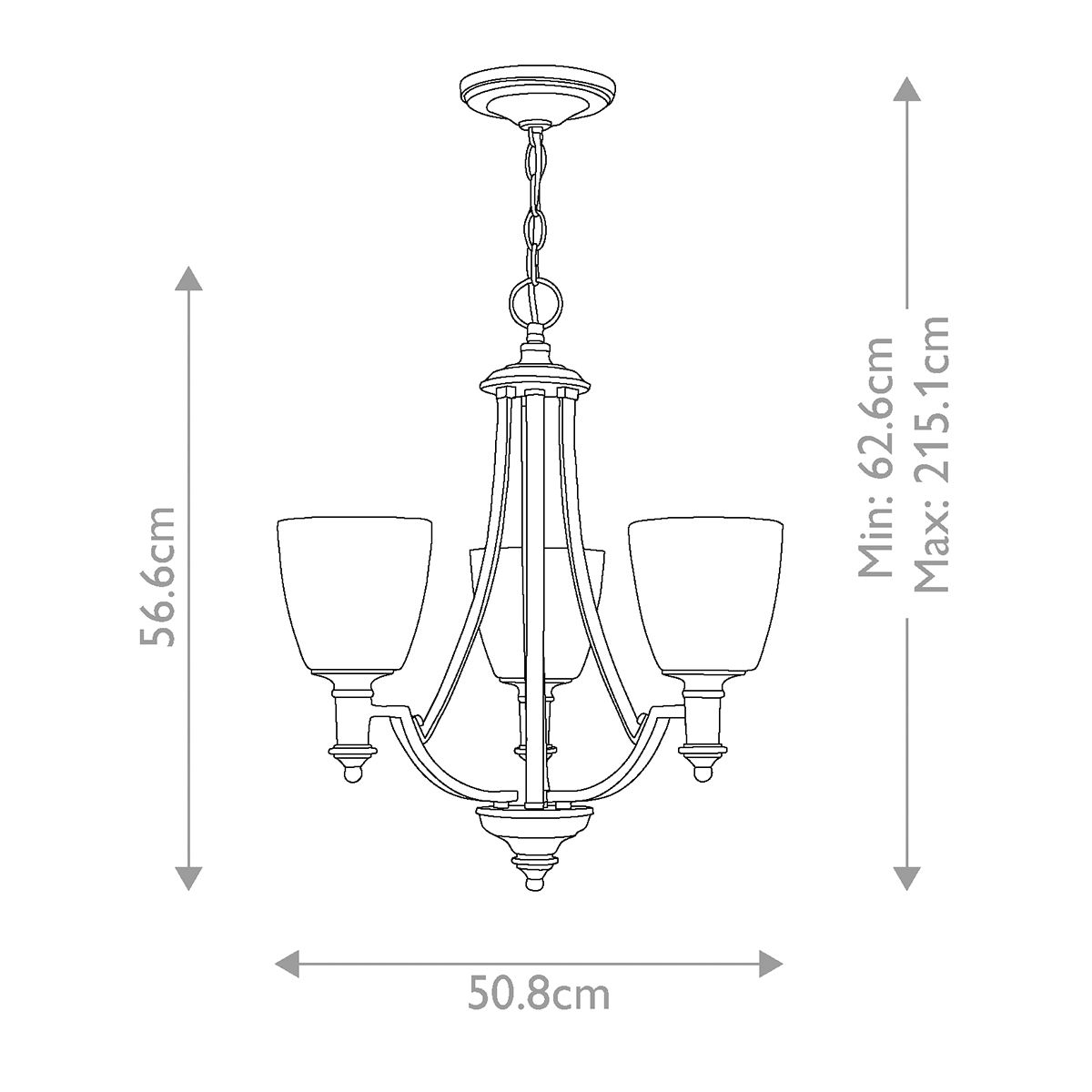 Hinkley Truman Antique Nickel Finish 3 Light Chandelier