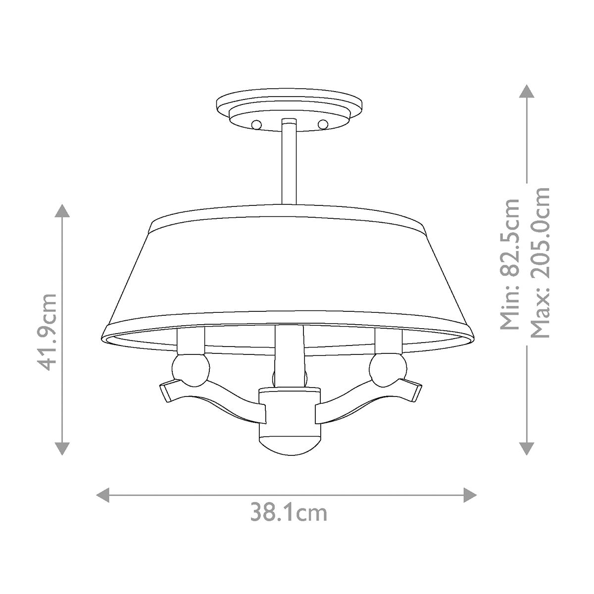 Hinkley Whitney 3 Light Duo-Mount Nickel Pendant Semi-Flush Light