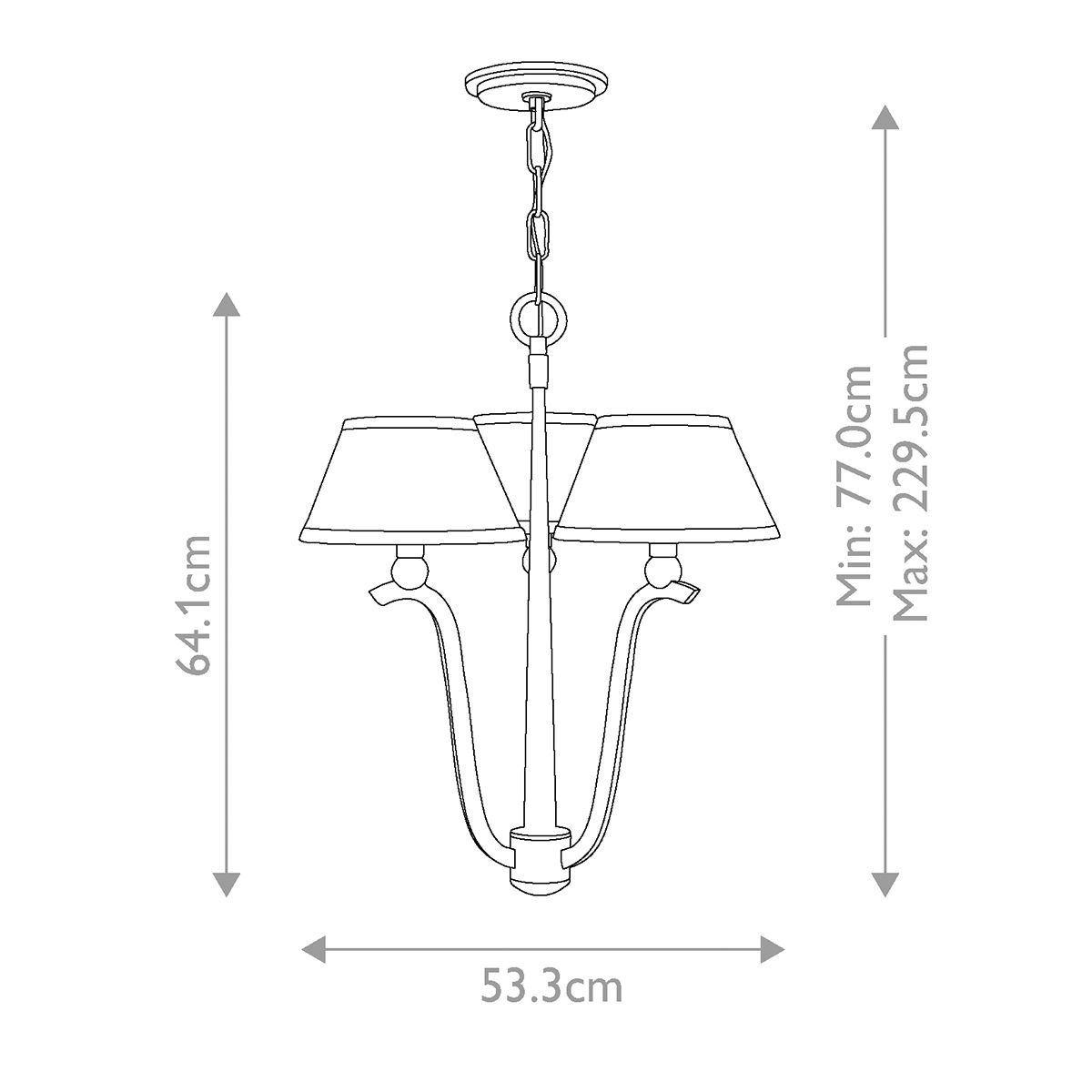Hinkley Whitney 3 Light Chandelier - Brushed Nickel