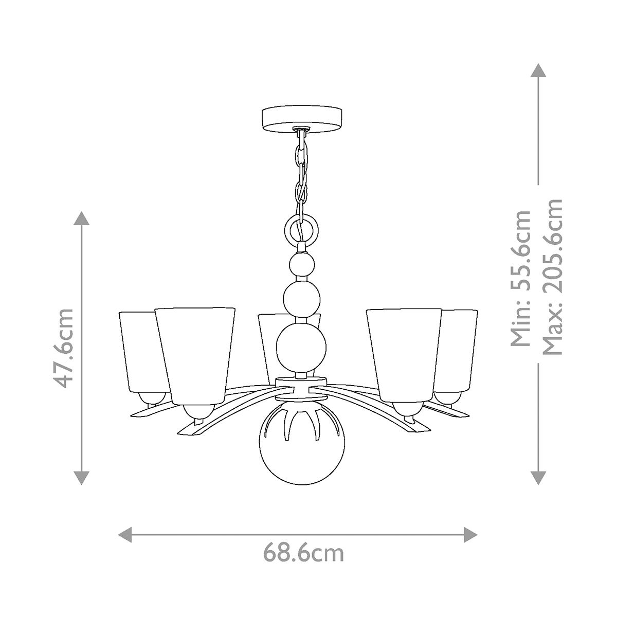 Hinkley Zelda 5 Light Polished Nickel Chandelier