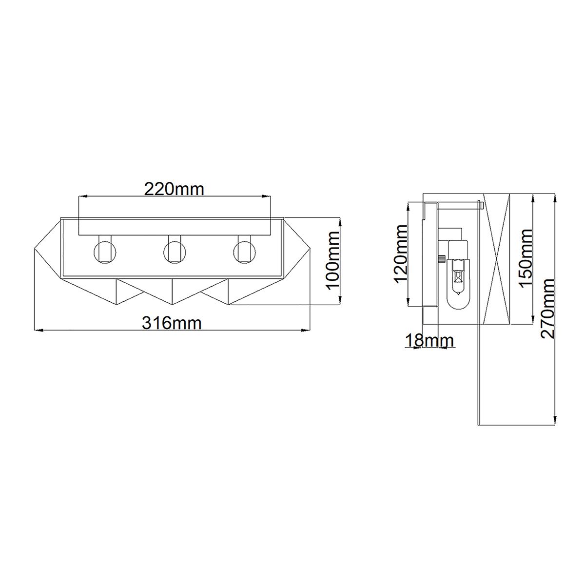 Hinkley Zuma 3 Light Satin Black & Silver Wall Light