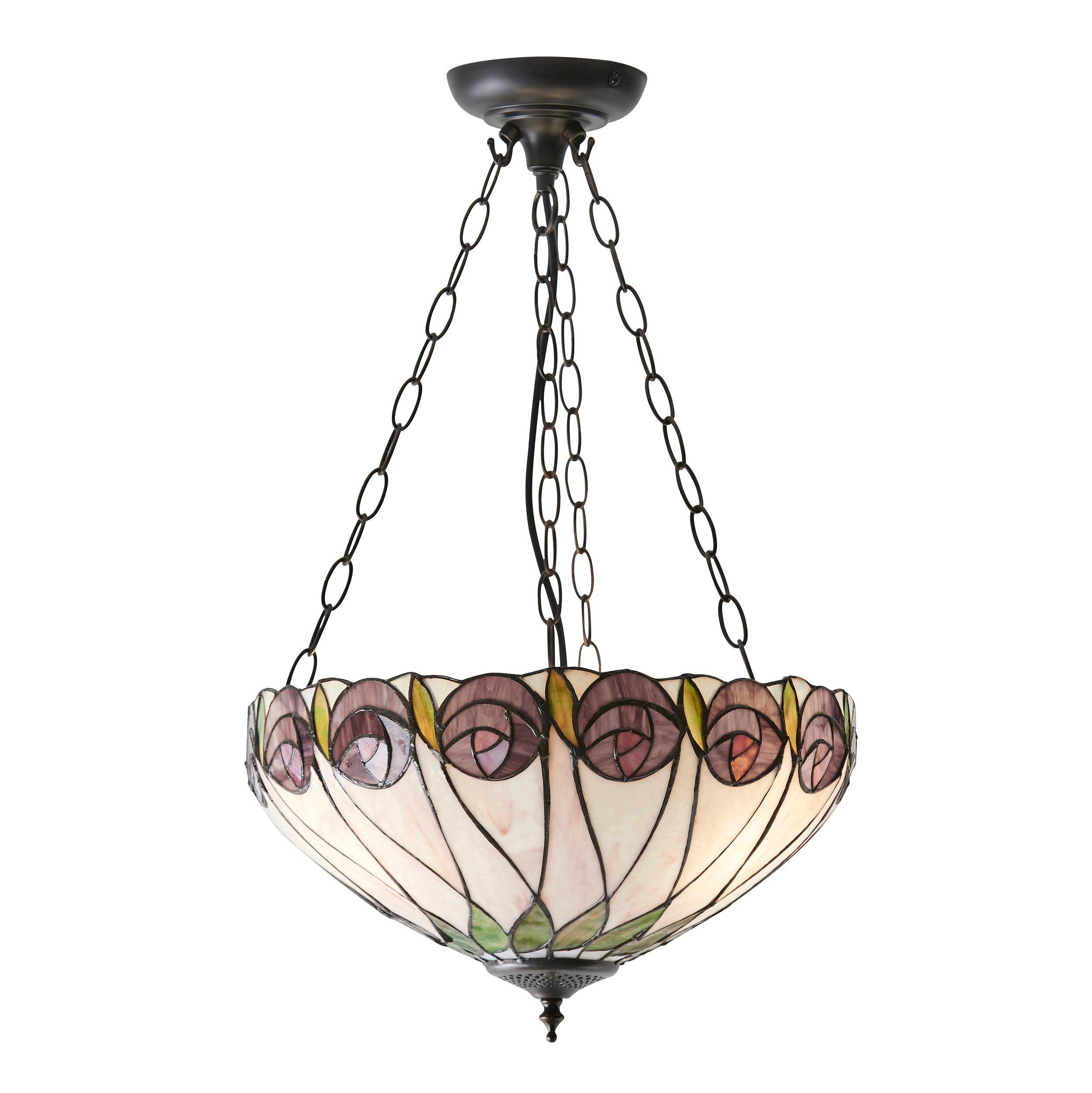 hutchinson medium adjustable tiffany inverted pendant light close up image