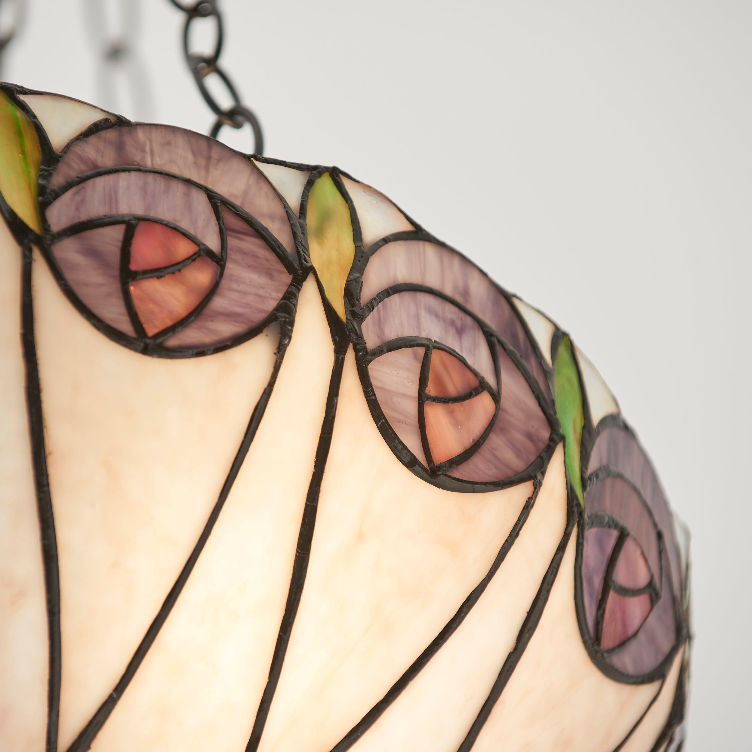 hutchinson medium adjustable tiffany inverted pendant light unlit close up image