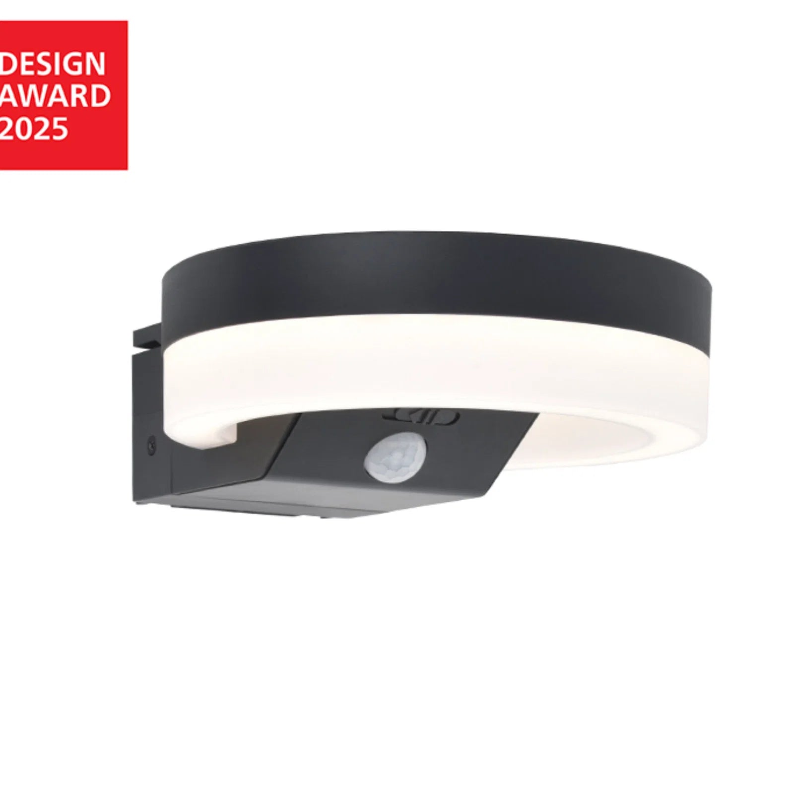 Lutec Runda PIR Outdoor LED Solar Wall Light - Dark Grey