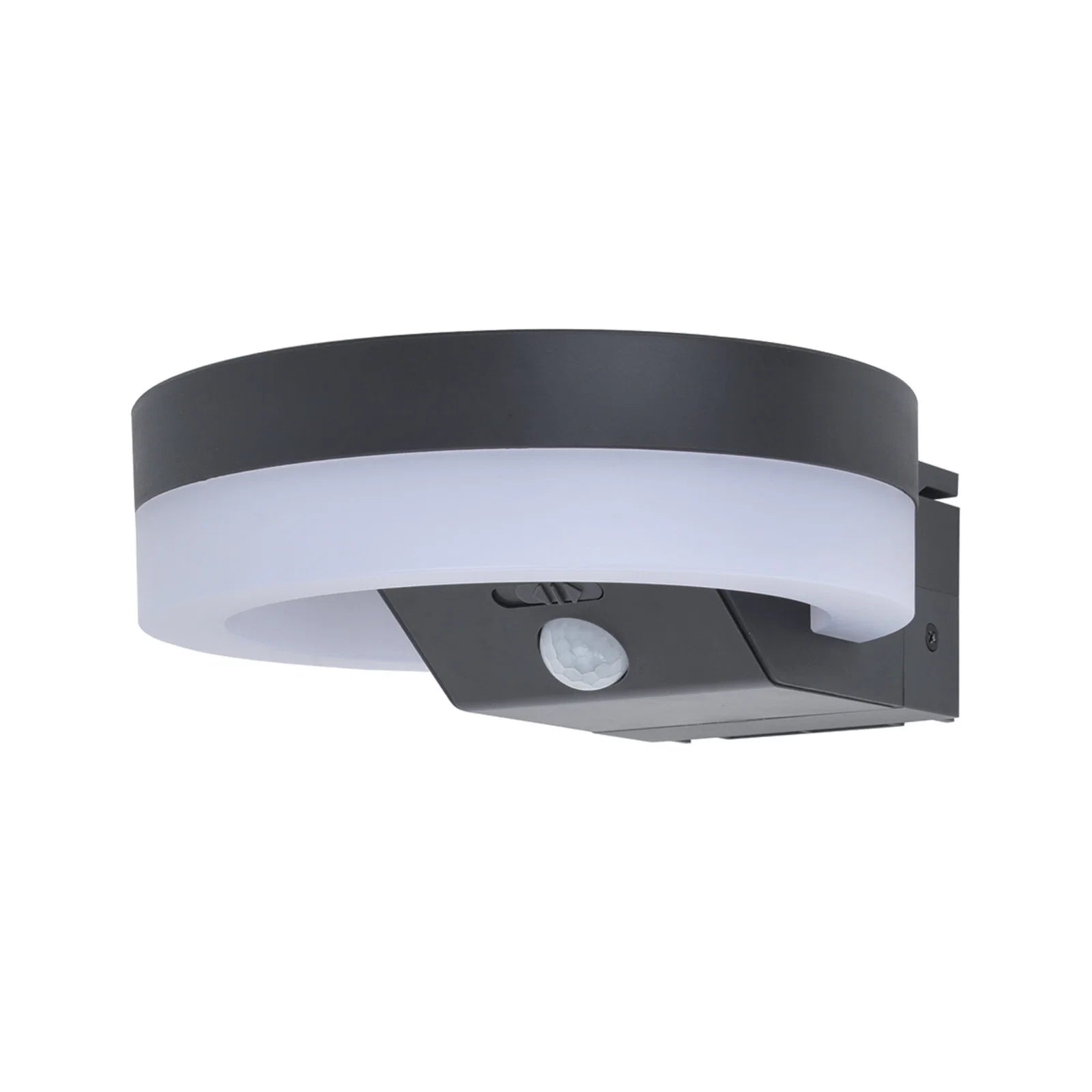 Lutec Runda PIR Outdoor LED Solar Wall Light - Dark Grey