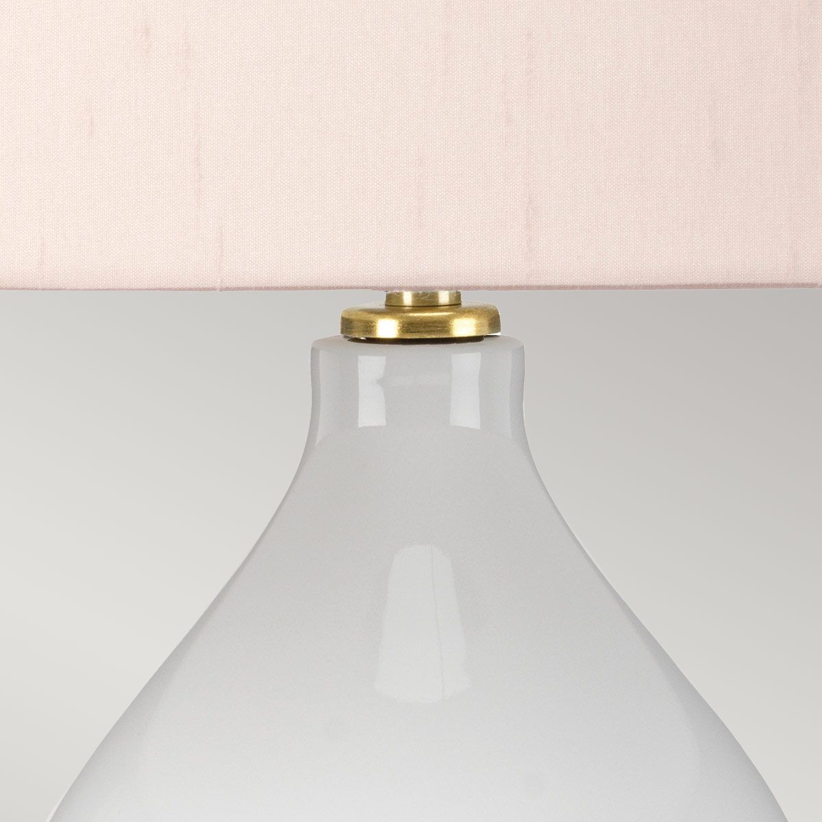 Isla White Ceramic Table Light with Pink Shade