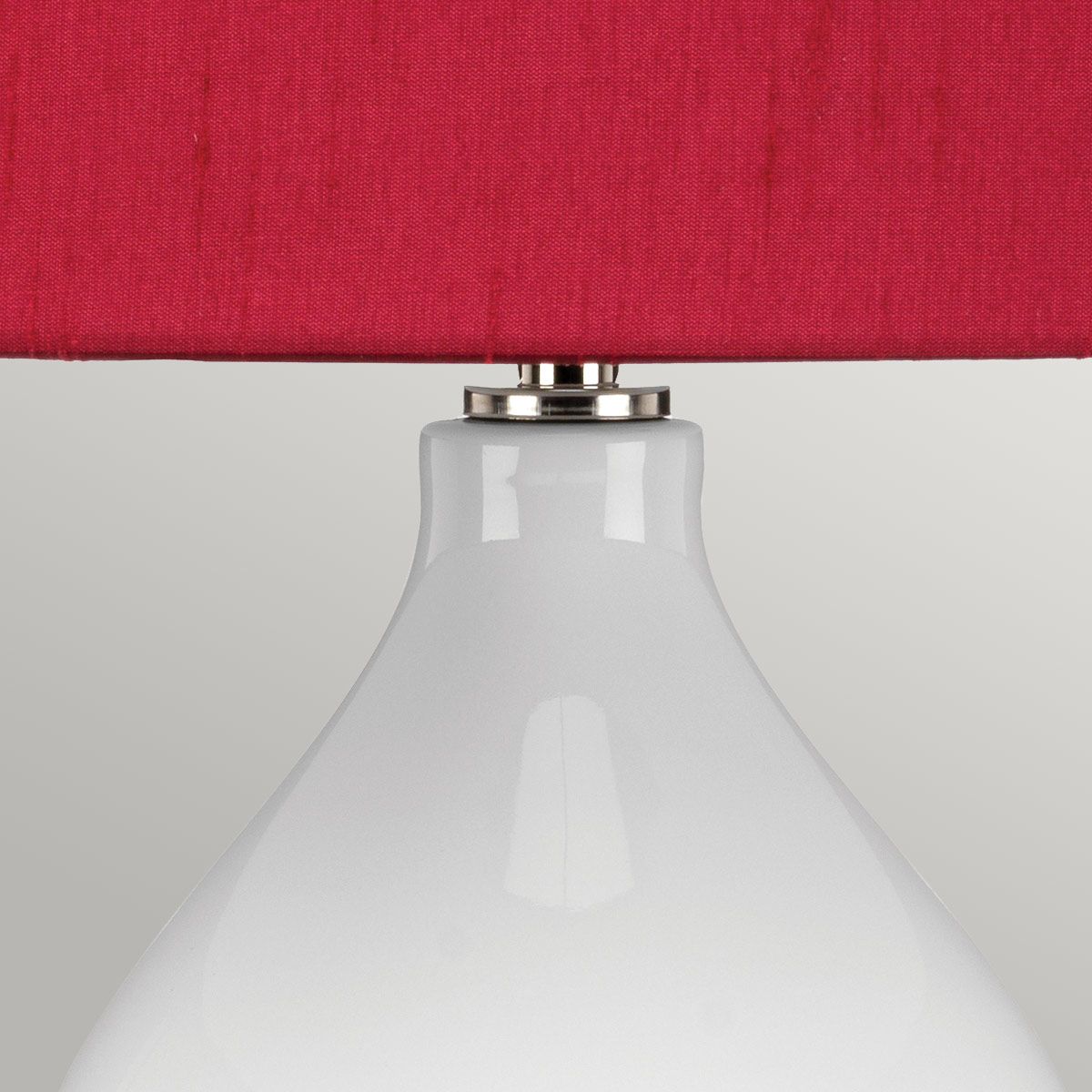 Isla White Ceramic Table Light with Red Shade