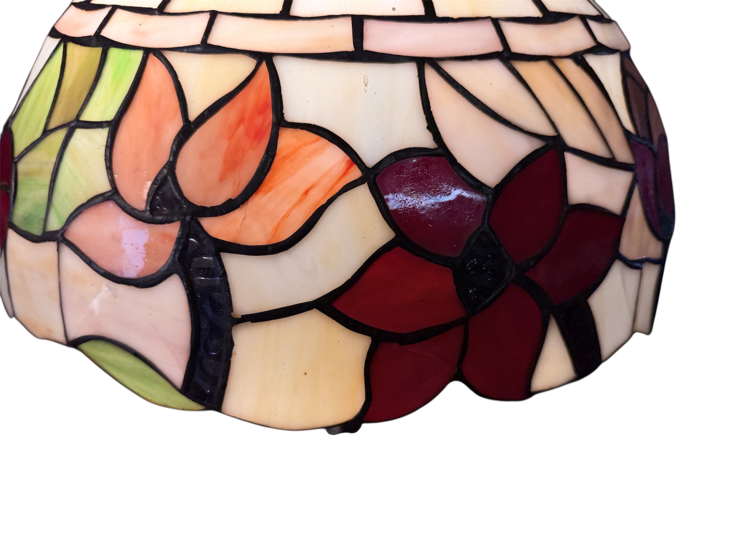 Border Medium Tiffany Ceiling Light - Single Bulb Fitting-cracked-110326