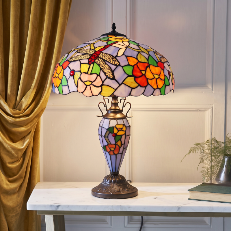 Buy Minster Keswick Tiffany Double Dragonfly Table Lamp
